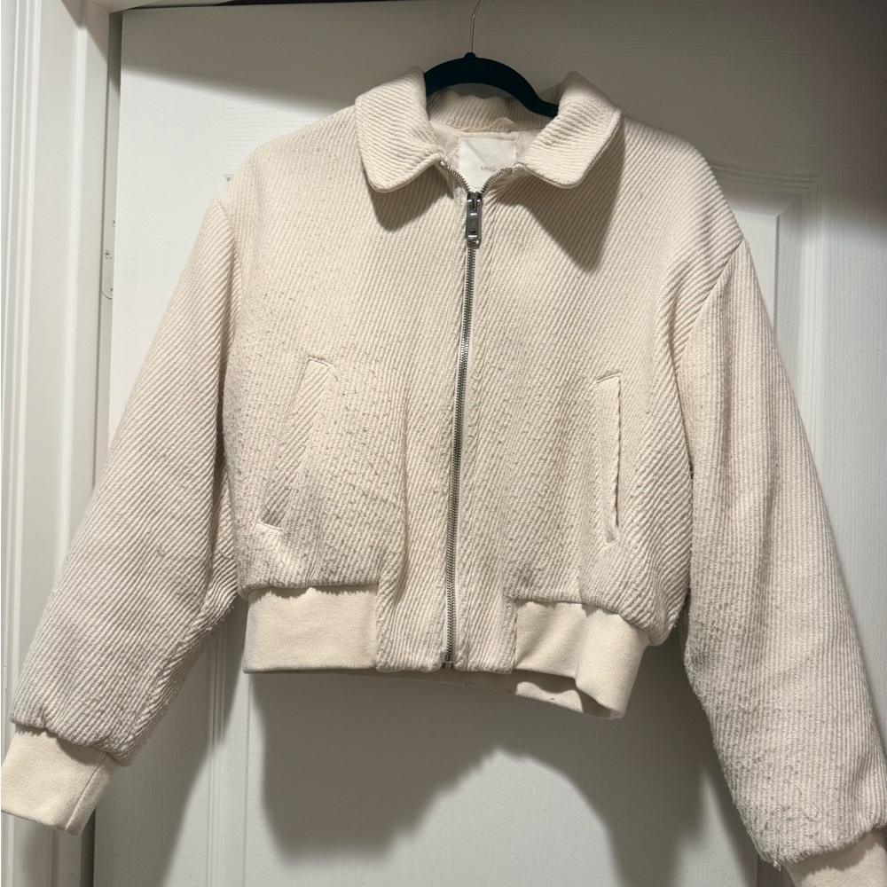 Mango Cream Bomber Jacket